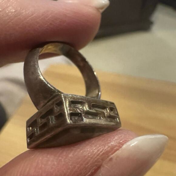 Vintage Navajo Sterling Silver w/ Square Green Stone - Picture 6 of 6